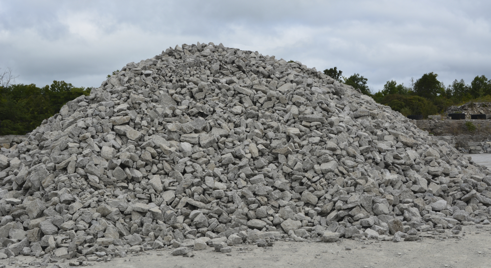 Gabion stone pile at J.C. Rock's Norland Quarry in Ontario